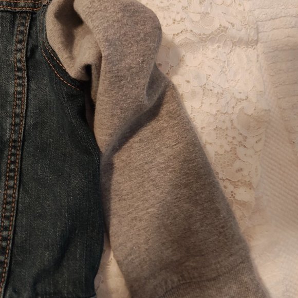 Denim Fleece Hooded Hoodie Trucker Jacket boys 7/8 Roebuck & co - Picture 7 of 10